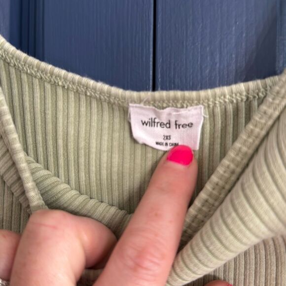 Aritzia Wilfred Free Murdock Ribbed Dress Silent Storm Green Size XXS - Picture 3 of 6